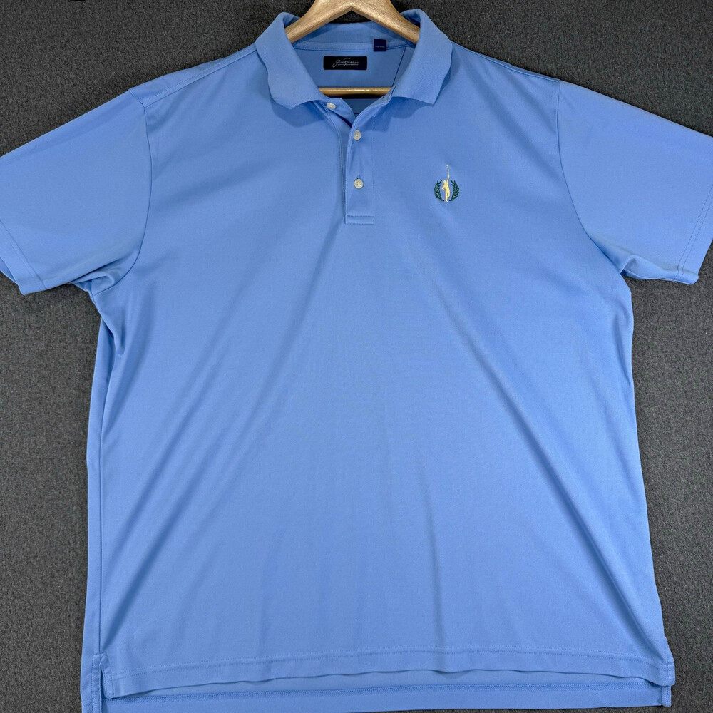 Jack Nicklaus Mens XXL Light Blue Golf Polo Shirt Embroidered Golfer Golden Bear